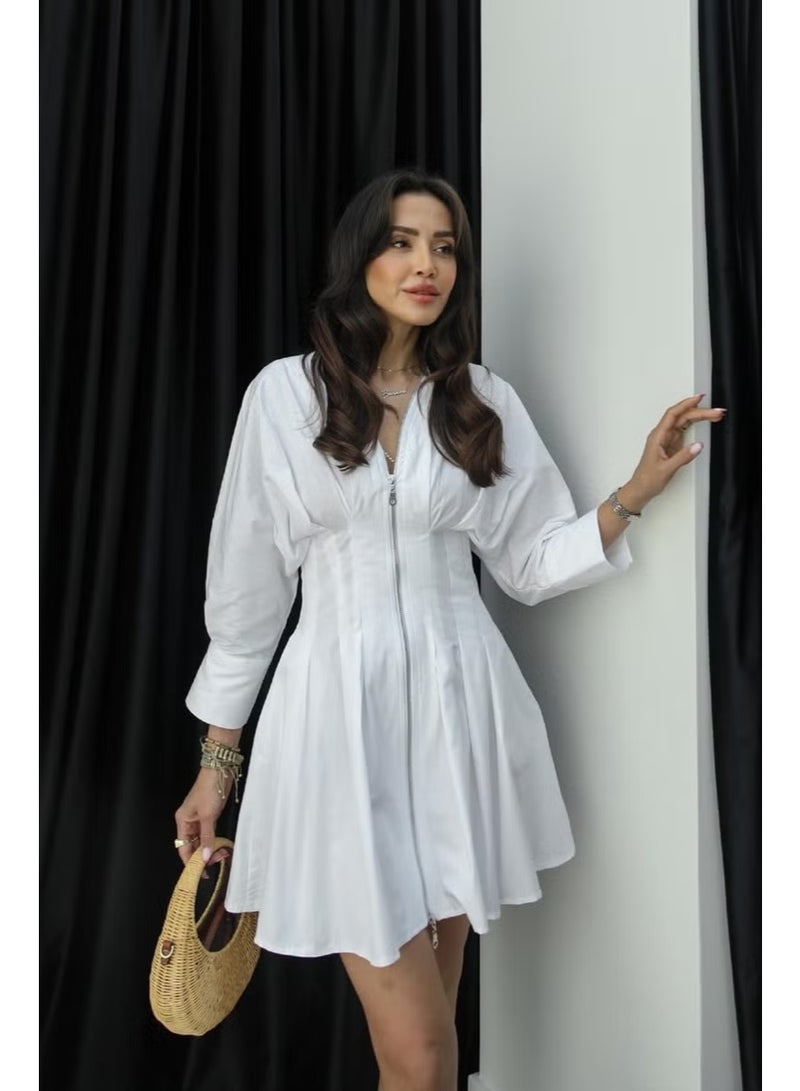 Havos White Darted Zippered Dress - Image 5